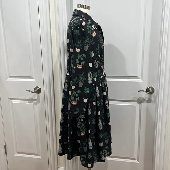 Eloquii Dress Potted Plants Fit & Flare Black Size 22 - Picture 5 of 15